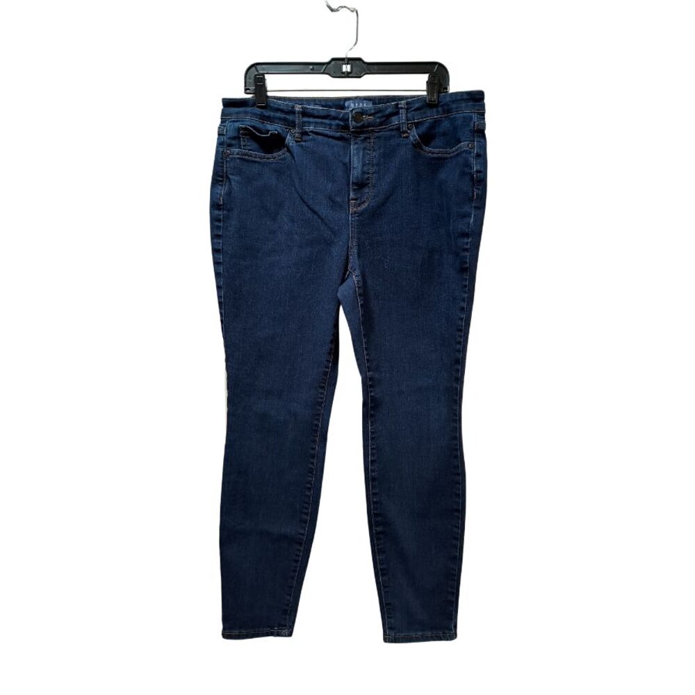 NYDJ Skinny Ankle Jeans Women 12 Blue Dark Rinse Lift Tuck Stretch Denim 35x26.5
